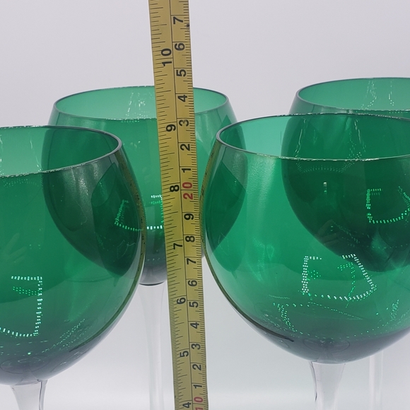 Set Of 4 Lenox Emerald Green Wine Glasses - Picture 3 of 5